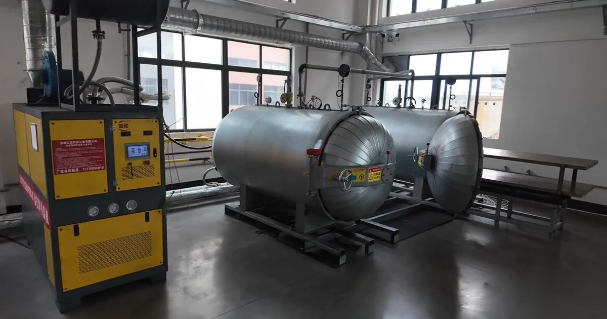 Autoclave equipment used for curing dry carbon fiber automotive parts.